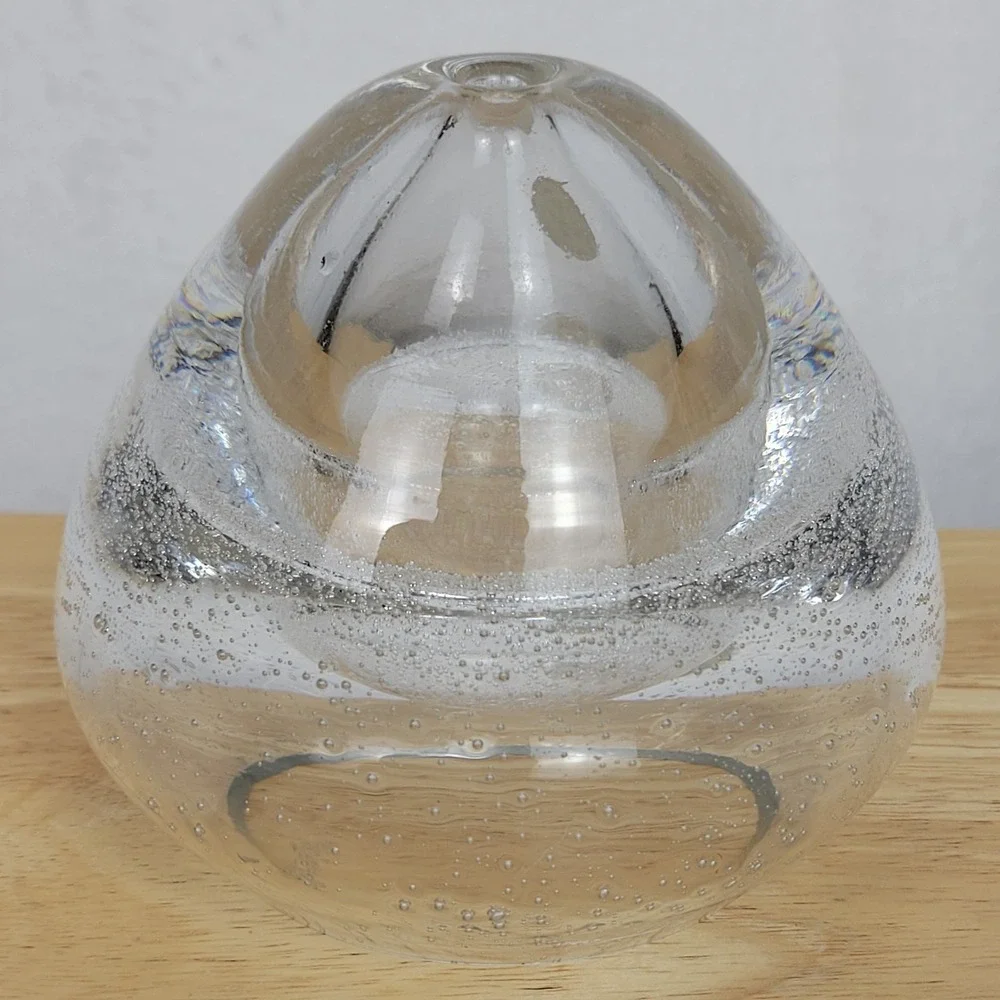 Crystal Clear Polish Mouth Blown Bubble Glass Votive Candle Holder 4